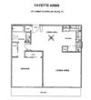 One bedroom floor plan jumbo unit at 754 Sq Ft